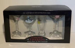 Group Therapy cordial glasses with matching drink recipes "when one is not enoug - Picture 1 of 2