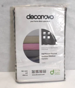 Deconovo Silver Foil Grey Printed Thermal Insulated Blackout Curtain 52”x 63” - Picture 1 of 6