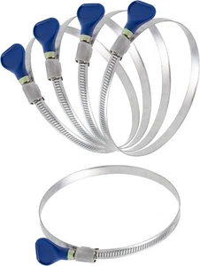 Fulton 6 Inch Thumb Screw Key Adjustable Stainless Steel Hose Clamps - 5 Pack - Picture 1 of 7