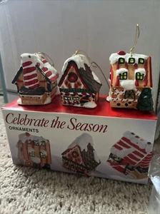 Filenes 1996 Celebrate The Seasons Ornaments Set Of 3 Hand Decorated Ceramic - Picture 1 of 5