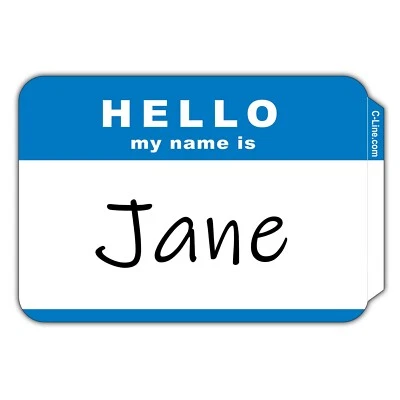 C-Line 92235 Hello My Name Is Badges, Blue, 3-1/2 x 2-1/4", Pack of 100 - Image 1 of 2