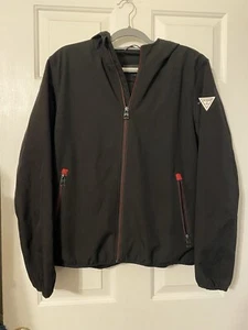 GUESS Men's Black Soft Shell Full Zip Lined Jacket Hoodie Size L - Picture 1 of 9