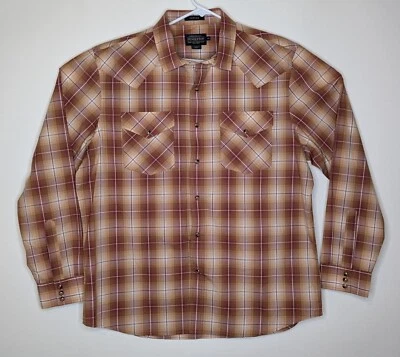 Camisa de manga larga Pendleton Frontier para hombre XL oxidada marrón cobre RA567 - NUEVA SIN ETIQUETAS Foto 1 de 4