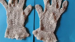 vintage gant crochet FIL beige#old glove  - Picture 1 of 2