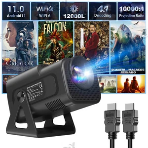 Smart Projector 5G 4K HD LED WiFi Bluetooth HDMI USB Android Office Home Theater - Picture 1 of 64