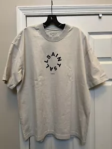 T-shirt grafica AllSaints Tierra Cool grigio/grigio uomo taglia media nuova con etichetta - Foto 1 di 2