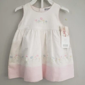 NEU Vintage Carter's süßes Gänseblümchen weißes Kleid rosa Borte Blumen Unterhose 3 Monate - Bild 1 von 3