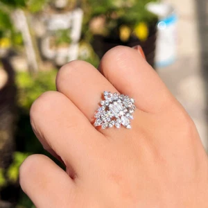 Weißgold vergoldet CZ Hochzeit Verlobung Party Ring Trendy Schmuck Accessoires - Bild 1 von 11