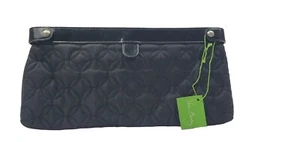 Vera Bradley Midnight Caviar Black Quilted With Patent Leather Trim Clutch Purse - Picture 1 of 9