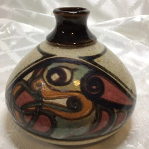 vtg handmade pottery vase Signed ASHERONNELL IRELAND 4” x 4.5" - Picture 1 of 13