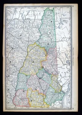 1883 Hardesty Map New Hampshire Concord Manchester Amherst Mount Washington NH - Image 1 of 4