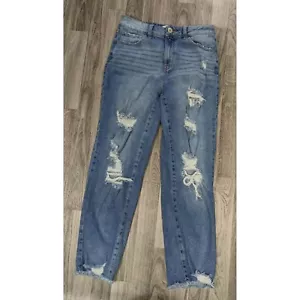 Pantalones de mezclilla azul con flecos rectos de tiro alto talla 7/28 SO Juniors - Imagen 1 de 11