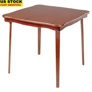Hardwood Folding Card Table Scalloped Edge Indoor Extra Seating Steel Durable US - Picture 1 of 9
