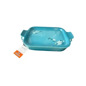 Le Creuset Rectangular Dish w/Platter(Caribbean)Lotus Collection-New in box - Picture 1 of 6