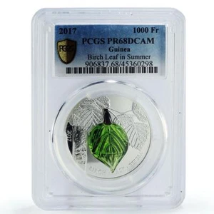 Guinea 1000 francs 4 Seasons Birch Tree Leaf Summer Flora PR68 PCGS Ag coin 2017 - Picture 1 of 2