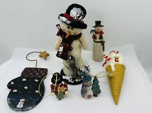Snowmen Ornaments. Set Of 6 Pre Owned - Picture 1 of 9