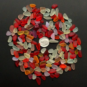 red yellow orange white sea beach glass small 50 pieces lots 8-12mm jewelry use - Picture 1 of 3