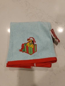 Christmas Holiday Disney Light Blue Pluto in Present Bath Towel - 24" x 48" New - Picture 1 of 2