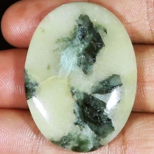 (31X42X08 MM) 104.05 Cts. NATURAL GREEN TOURMALINE QUARTZ OVAL CABOCHON GEMSTONE - Picture 1 of 6