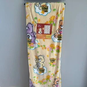 New Care Bears Fall Autumn Blanket 60x90 Twin Leaves Yellow Vintage Style Cute - Picture 1 of 3