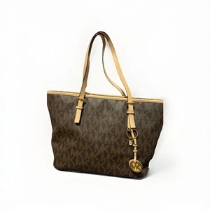Michael Kors Jet Set Travel Top Zip Signature Monogram Tote Handbag for Women - Picture 1 of 6
