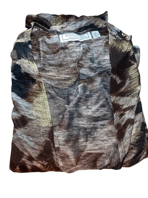 Cárdigan George Simonton Mujer 3X Marrón Estampado Multi Abstracto Cortina Frontal con H Foto 1 de 4