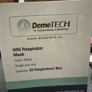DEMETECH N95 Respirator Face Mask, NIOSH Approved, Made in the USA, Pack of 20 - Picture 1 of 6