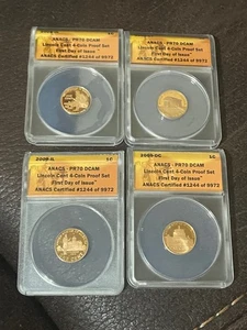 2009 ANACS PR70 DCAM First Day Lincoln Cent 4-Coin Proof Set #1244 of 9972 - Bild 1 von 5