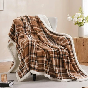Sherpa Fleece Throw Blanket 80" x 90" Reversible Plush Fluffy Large Big Blank... - Picture 1 of 6