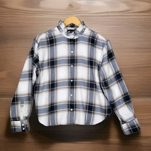 BANANA REPUBLIC Top Womens Medium Flannel Button Up Ruffled Collar Blouse - Picture 1 of 8