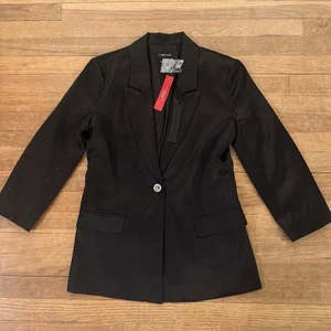 NUEVO CON ETIQUETAS Carbono 38 Negro Satinado Un Botón Blazer Chaqueta Talla Pequeña S b68 - Imagen 1 de 5