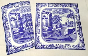 4 Vintage Genuine Spode "Blue Italian 1816" Napkins Imari Border Gothic Castle - Picture 1 of 9
