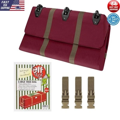 Red Christmas 9' Tree Storage Duffel Bag 3 Rollerblade-Wheels PVC-Lined Zippers - Image 1 of 4