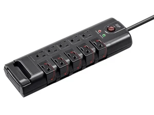 Monoprice 10 Tomacorrientes Tira de Alimentación Giratoria Bloque Protector contra Sobretensiones Cable de 8 pies, 2880 - Imagen 1 de 5
