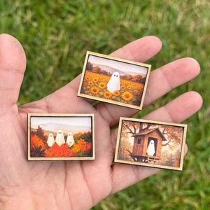 Casa de Muñecas Miniatura Madera Halloween Fantasma Arte Marco ÚNICO Escala 1:12 Decoración Nuevo 3 Piezas - Imagen 1 de 8