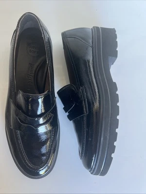 Mocasines Paul Green Negro Penny Charol Gruesa Suela Talla 10 Preppy Foto 1 de 4