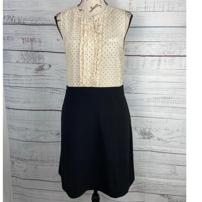 Vestido J.Crew Mujer 4 Lunares Falda Lápiz Sin Mangas Volantes Botón Top Seda Foto 1 de 4