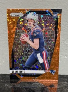 Drake Maye 2024 Prizm Football Orange Disco Prizm Rookie RC Patriots - Picture 1 of 2