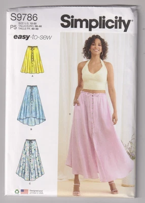9786 SIMPLICITY Easy - Drawstring SKIRT w Hem Variations - Sz 12/14/16/18/20 - Image 1 of 2