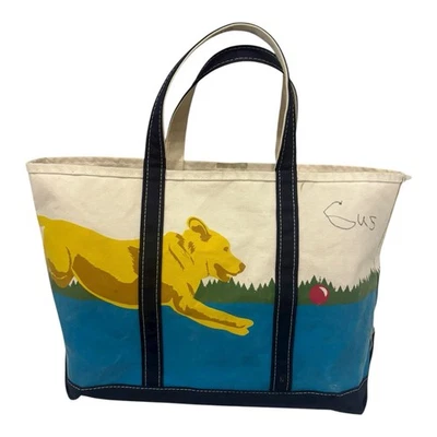 Vintage LL Bean Boat & Tote BAG Yellow golden Dog Retriever Lab Rare Read - Image 1 of 4