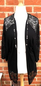 SO FABULOUS Size 14 16 Black Lace Cardigan Thin Knit Evening Excellent L9 - Picture 1 of 6