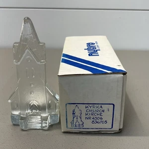 "Soporte de candelabro de vidrio esmerilado vintage en forma de iglesia Nybro Suecia 6,5"" de alto" - Imagen 1 de 10
