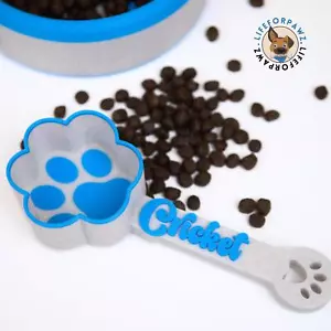 Personalized Paw Print Dog Food Scoop โ Custom Name Pet Feeding Spoonr - Picture 1 of 9