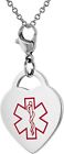 Surgical Stainless Steel Medical Alert ID Tag Pendant Charm Heart Shape 7/8 inch