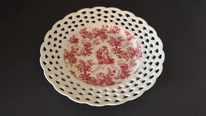 RAR Vintage viktorianisch weiß Porzellan Glas Korbgeflecht Teller - Bild 1 von 7