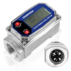 Digital Turbine Flow Meter Digital LCD Display with NPT Counter Gas Oil Fuel ... - Picture 1 of 6