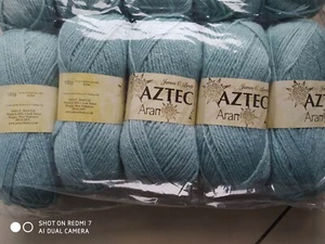  JAMES C BRETT AZTEC ARAN KNITTING WOOL YARN 5X100G 10% ALPACA DUCK EGG DYE AL19 - Picture 1 of 17