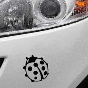 ADESIVO AUTO MOTO COCCINELLA PVC NERO 12 X 12 CM PRESPAZZIATO IN VINILE STICKERS - Foto 1 di 1