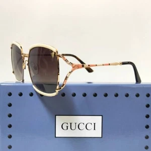 Gafas de sol GUCCI GG0593SK 002 marco dorado/marfil lentes marrones - Imagen 1 de 4
