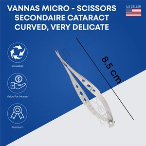 Micro Tijeras Vannas Secondaire Catarata Rectas y Curvas Muy Delicadas - Imagen 1 de 5